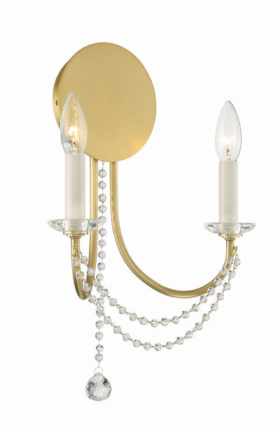 Delilah 2 Light Aged Brass Sconce Wall Sconce Crystorama