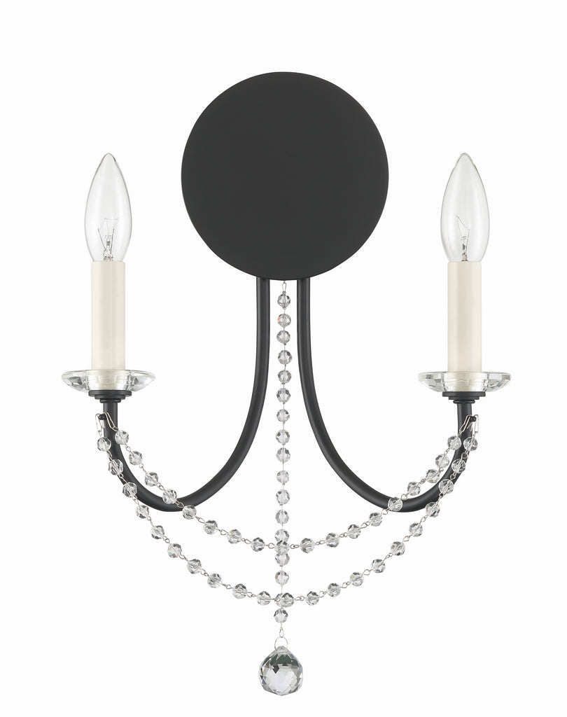 Delilah 2 Light Matte Black Sconce Wall Sconce Crystorama