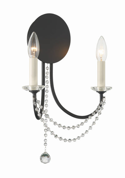 Delilah 2 Light Matte Black Sconce Wall Sconce Crystorama