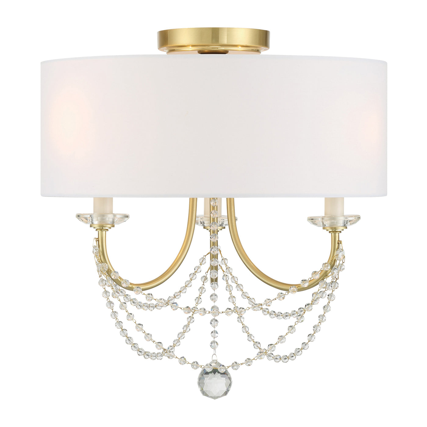 Delilah 3 Light Aged Brass Semi Flush Mount Semi Flush Crystorama