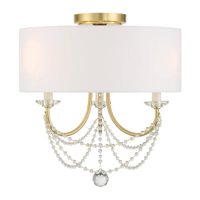 Delilah 3 Light Aged Brass Semi Flush Mount Semi Flush Crystorama