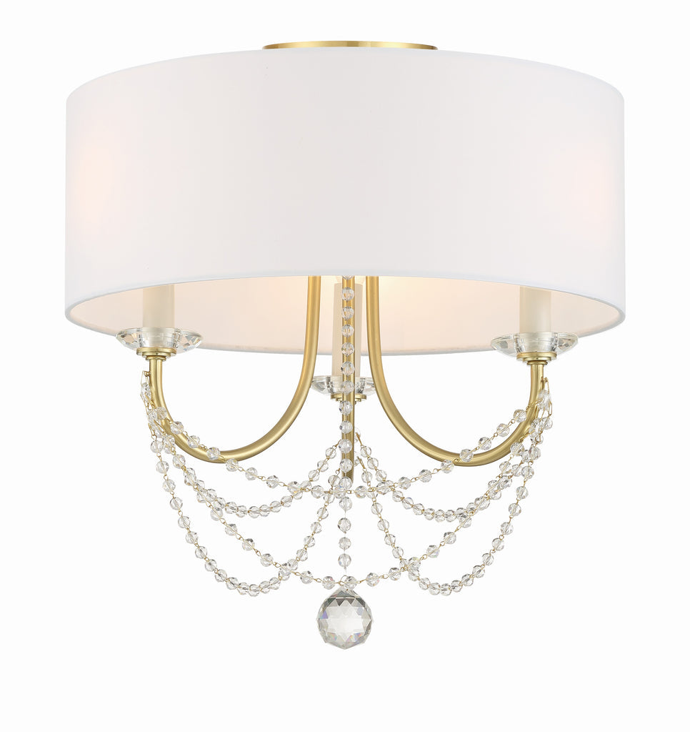 Delilah 3 Light Aged Brass Semi Flush Mount Semi Flush Crystorama