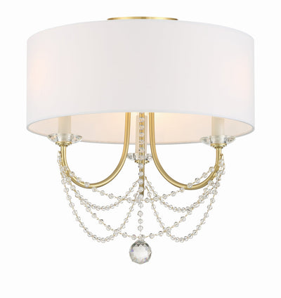 Delilah 3 Light Aged Brass Semi Flush Mount Semi Flush Crystorama