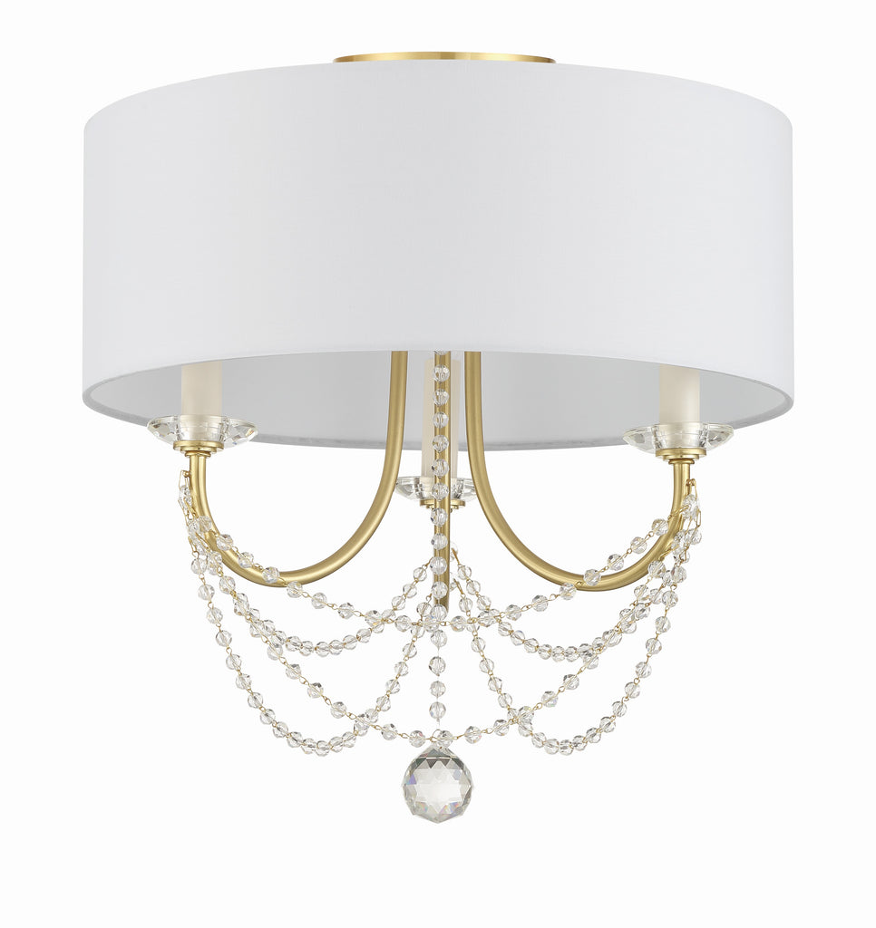 Delilah 3 Light Aged Brass Semi Flush Mount Semi Flush Crystorama