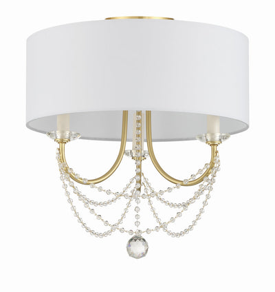 Delilah 3 Light Aged Brass Semi Flush Mount Semi Flush Crystorama