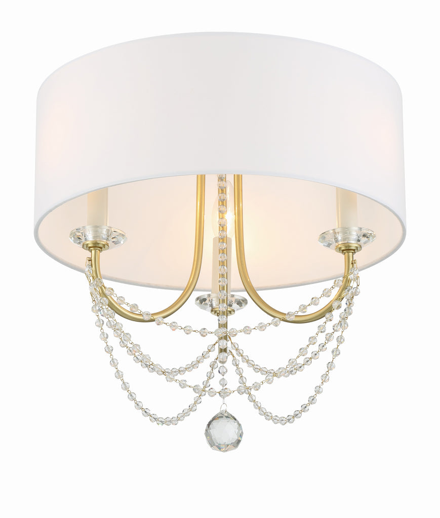 Delilah 3 Light Aged Brass Semi Flush Mount Semi Flush Crystorama