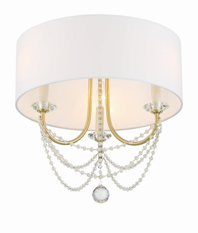 Delilah 3 Light Aged Brass Semi Flush Mount Semi Flush Crystorama