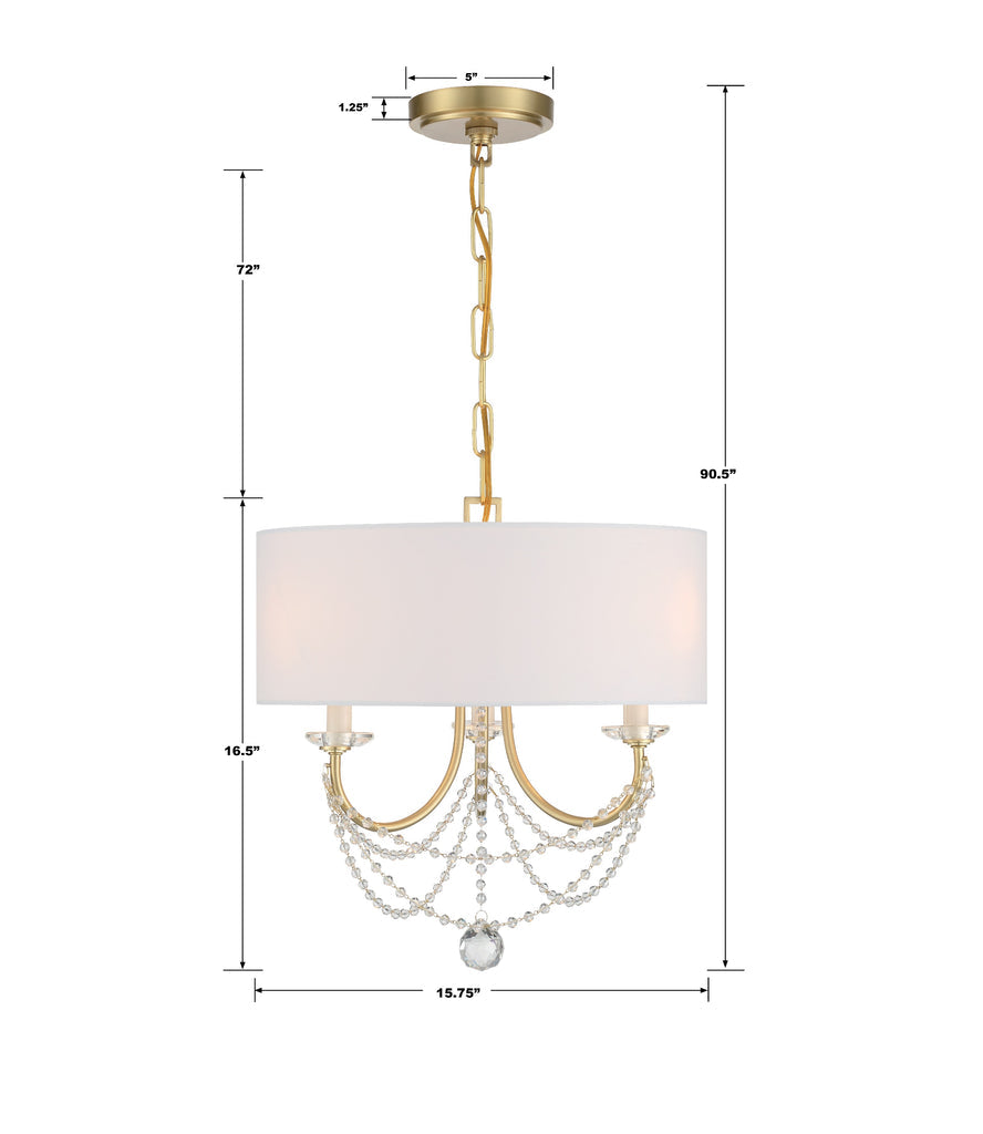 Delilah 3 Light Aged Brass Mini Chandelier Chandelier Crystorama