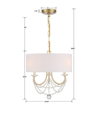 Delilah 3 Light Aged Brass Mini Chandelier Chandelier Crystorama