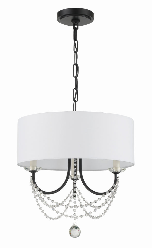 Delilah 3 Light Matte Black Mini Chandelier Chandelier Crystorama