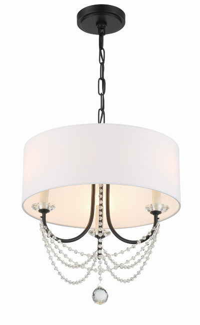 Delilah 3 Light Matte Black Mini Chandelier Chandelier Crystorama