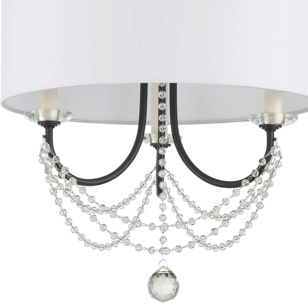 Delilah 3 Light Matte Black Mini Chandelier Chandelier Crystorama