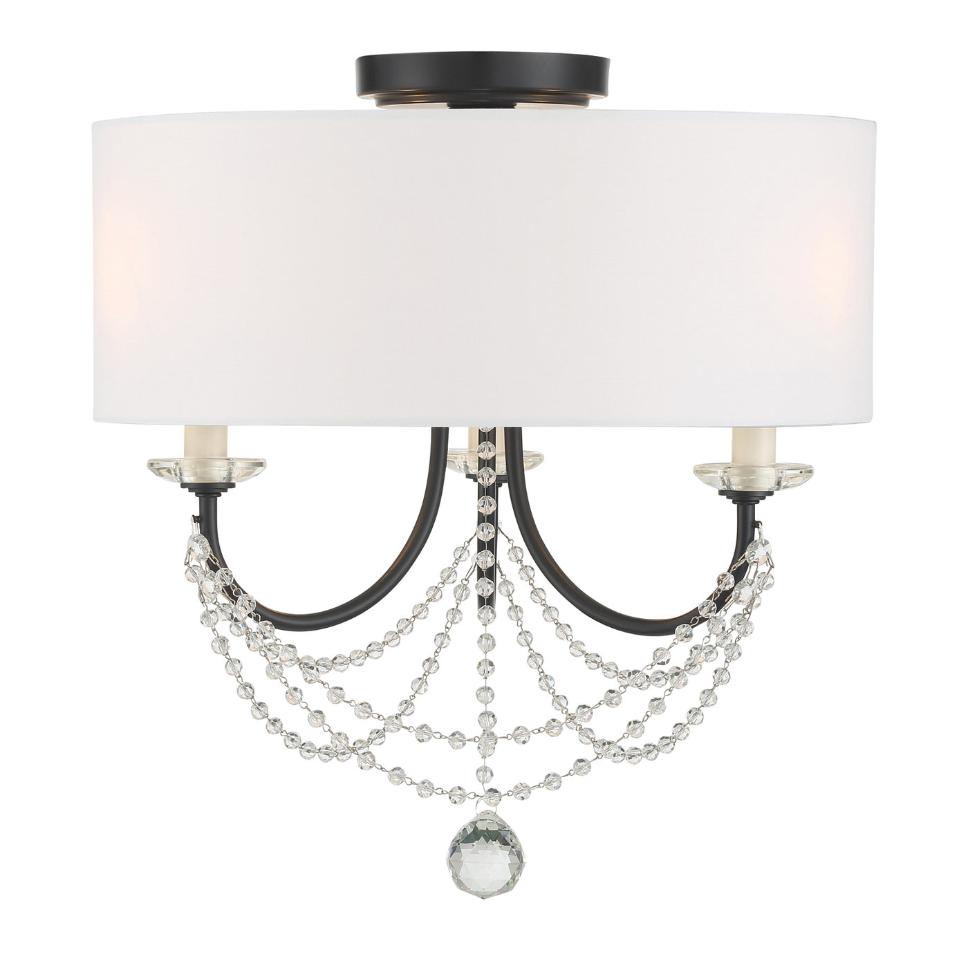 Delilah 3 Light Matte Black Semi Flush Mount Semi Flush Crystorama