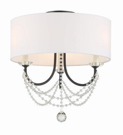 Delilah 3 Light Matte Black Semi Flush Mount Semi Flush Crystorama