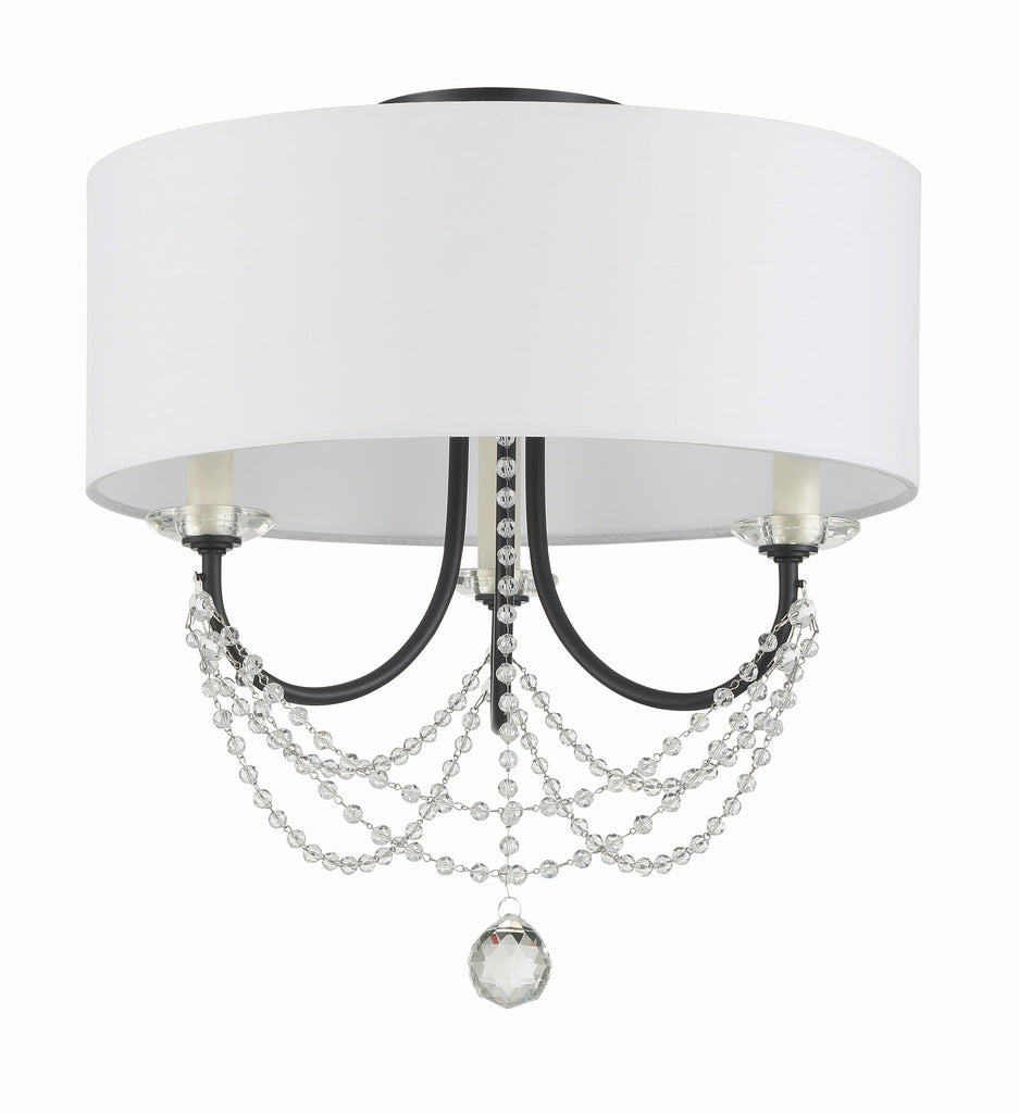 Delilah 3 Light Matte Black Semi Flush Mount Semi Flush Crystorama