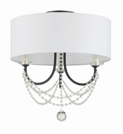 Delilah 3 Light Matte Black Semi Flush Mount Semi Flush Crystorama