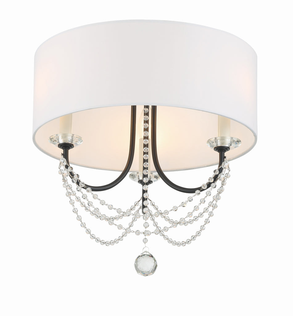 Delilah 3 Light Matte Black Semi Flush Mount Semi Flush Crystorama