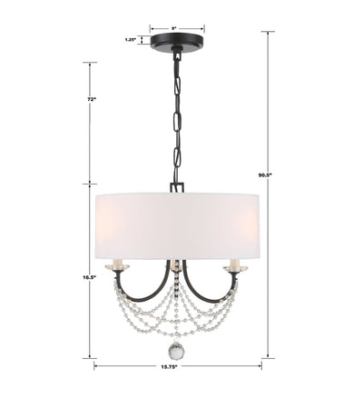 Delilah 3 Light Matte Black Mini Chandelier Chandelier Crystorama