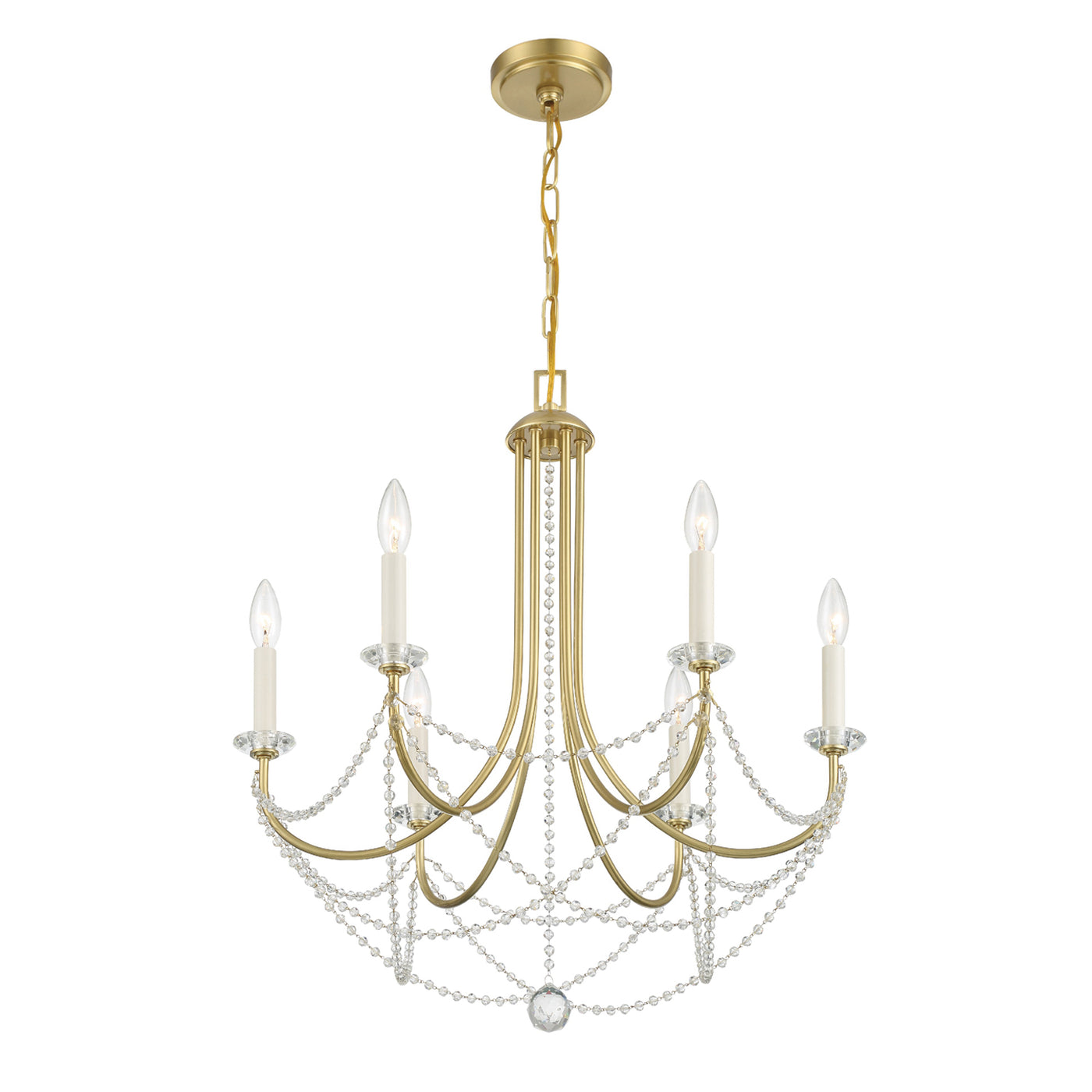 Delilah 6 Light Aged Brass Chandelier Chandelier Crystorama