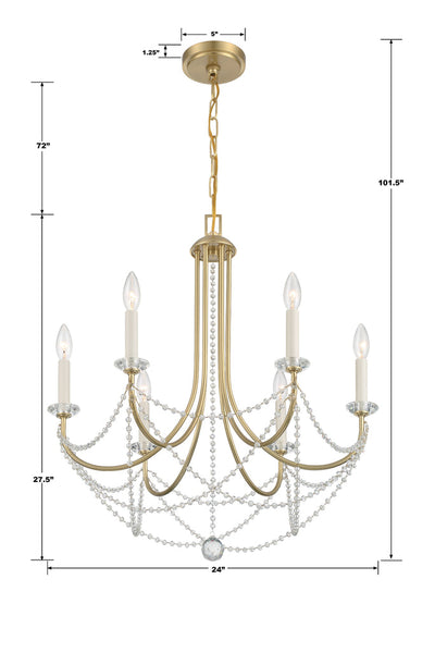 Delilah 6 Light Aged Brass Chandelier Chandelier Crystorama