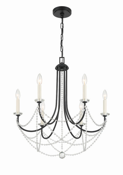 Delilah 6 Light Matte Black Chandelier Chandelier Crystorama