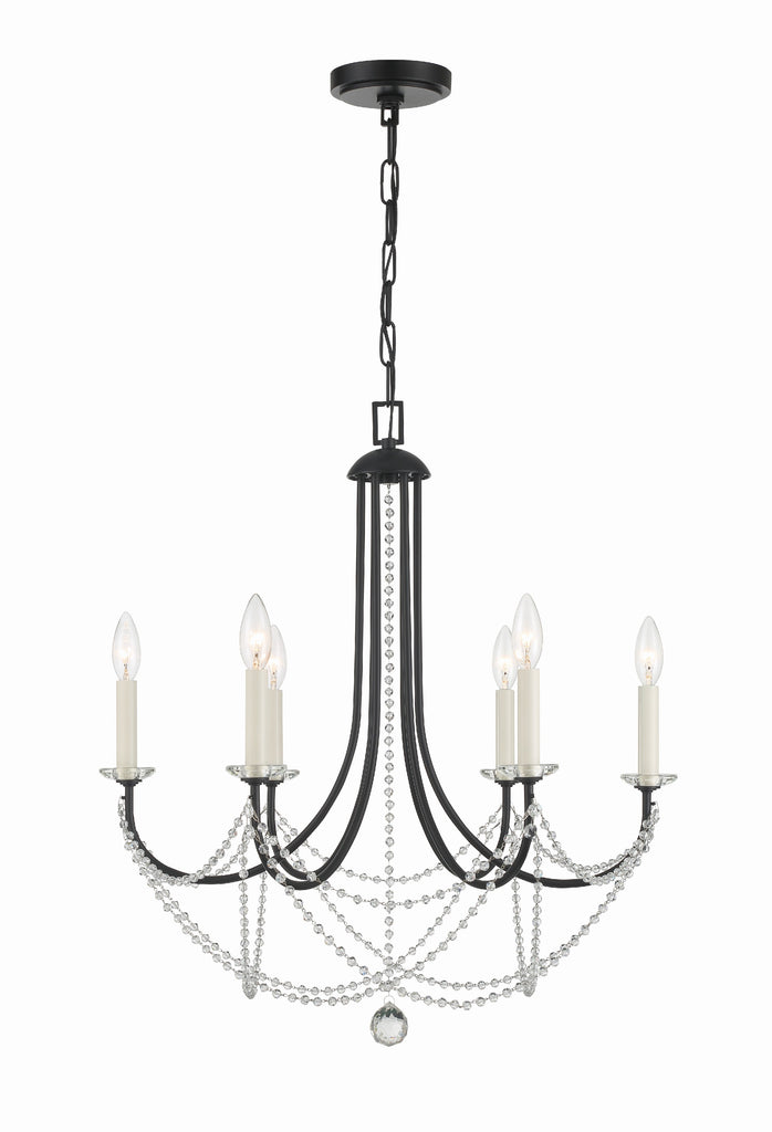 Delilah 6 Light Matte Black Chandelier Chandelier Crystorama