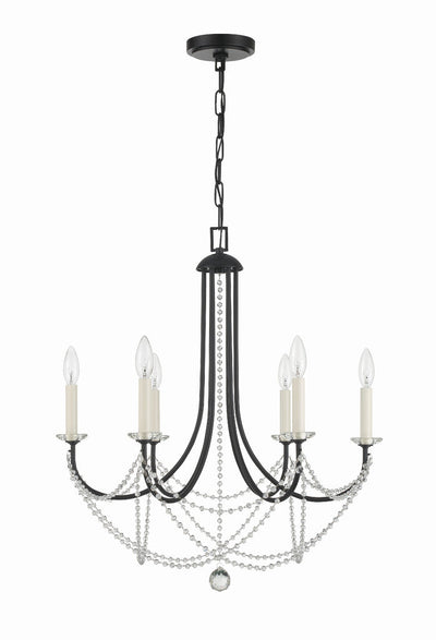 Delilah 6 Light Matte Black Chandelier Chandelier Crystorama