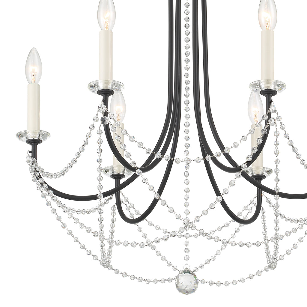 Delilah 6 Light Matte Black Chandelier Chandelier Crystorama