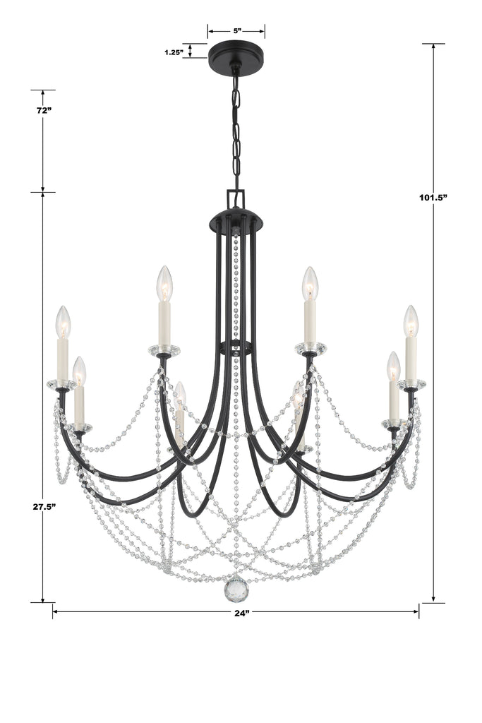 Delilah 6 Light Matte Black Chandelier Chandelier Crystorama