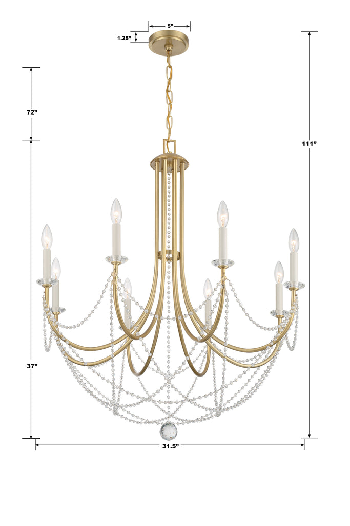 Delilah 8 Light Aged Brass Chandelier Chandelier Crystorama