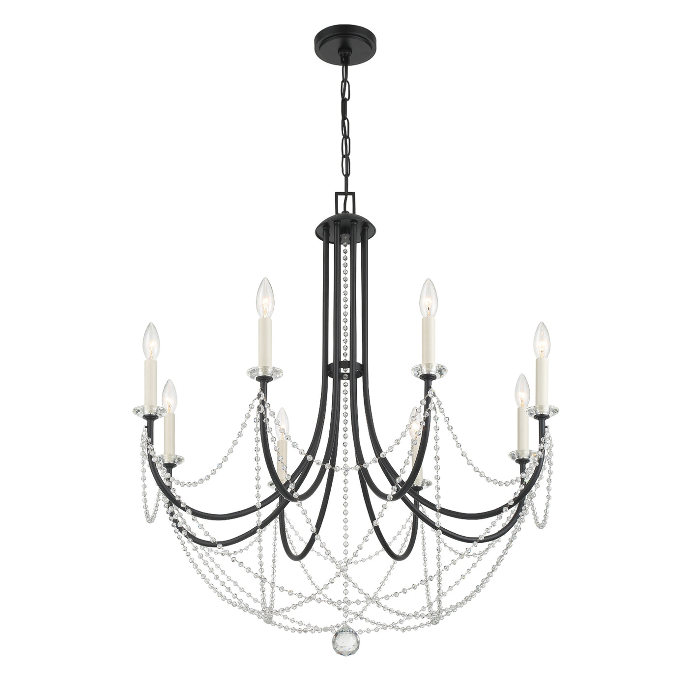 Delilah 8 Light Matte Black Chandelier Chandelier Crystorama