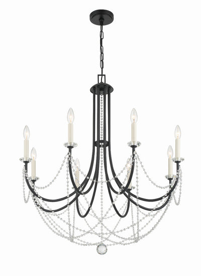 Delilah 8 Light Matte Black Chandelier Chandelier Crystorama