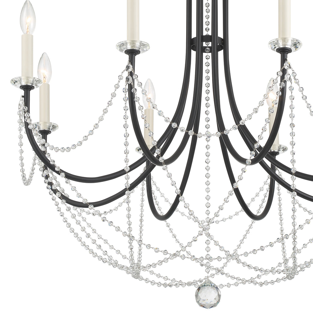 Delilah 8 Light Matte Black Chandelier Chandelier Crystorama