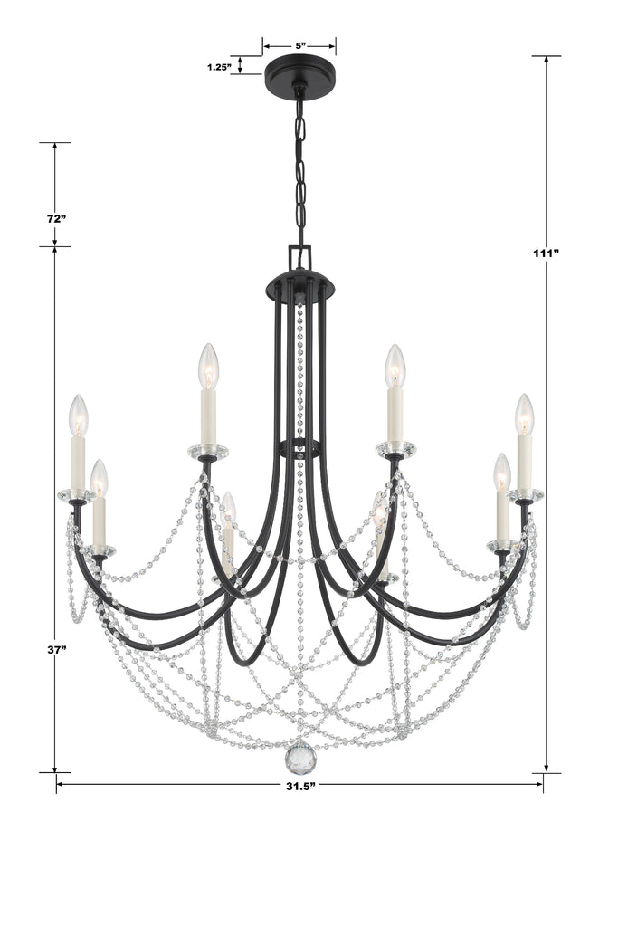 Delilah 8 Light Matte Black Chandelier Chandelier Crystorama