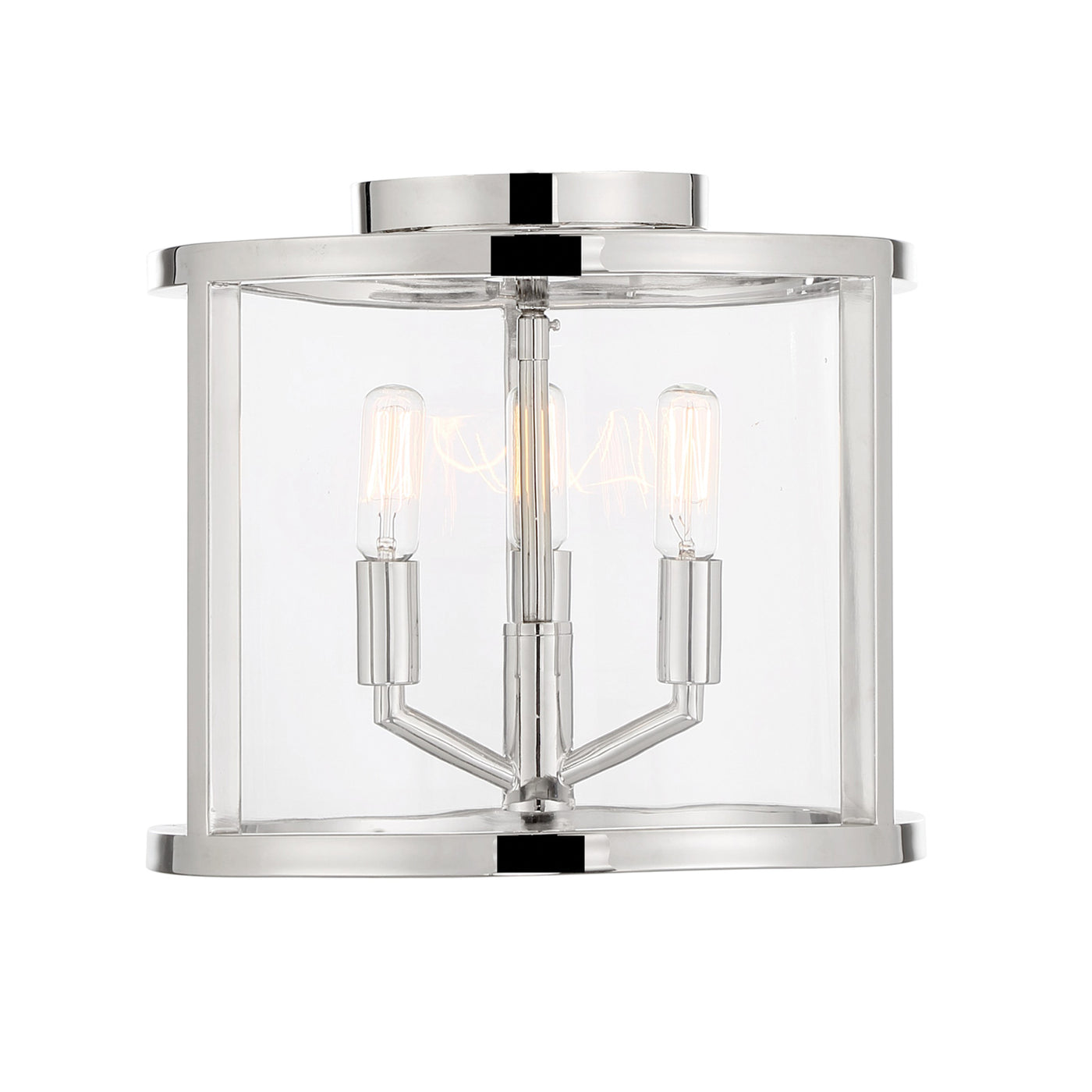 Libby Langdon Devon 3 Light Polished Nickel Semi Flush Mount Semi Flush Crystorama