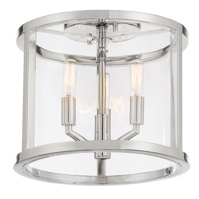 Libby Langdon Devon 3 Light Polished Nickel Semi Flush Mount Semi Flush Crystorama