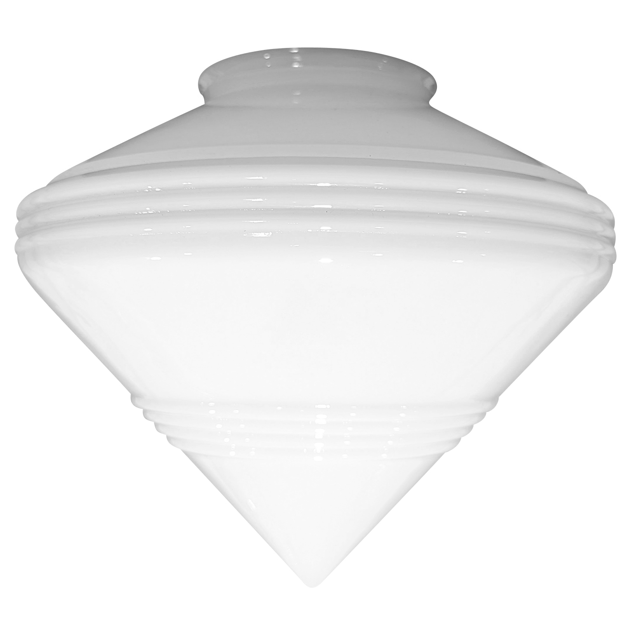 ##Antique Hardware## 9 Inch Art Deco Style Milk Glass Light Shade (4 Inch Fitter)