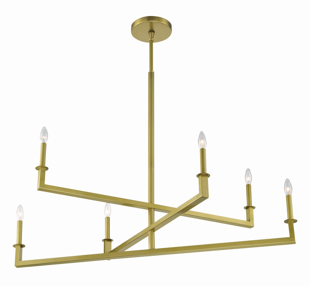 Dante 6 Light Aged Brass Chandelier Chandelier Crystorama