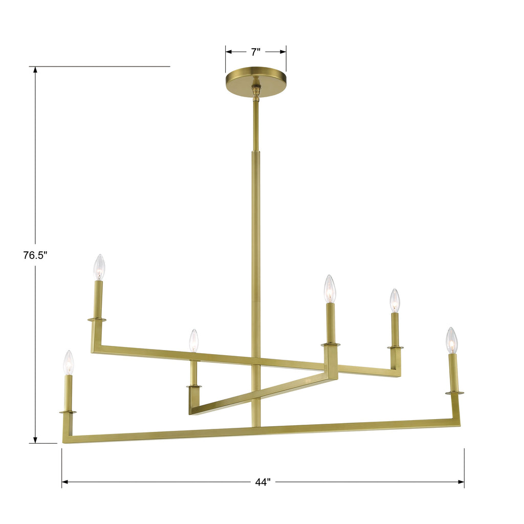 Dante 6 Light Aged Brass Chandelier Chandelier Crystorama