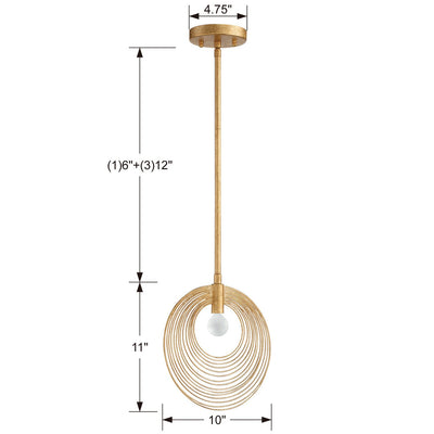 Doral 1 Light Renaissance Gold Mini Pendant Pendant Crystorama