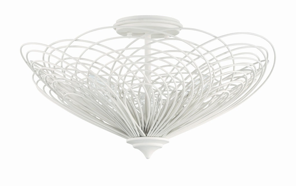 Doral 3 Light Matte White Semi Flush Mount Semi Flush Crystorama