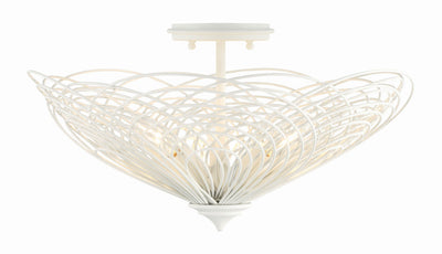 Doral 3 Light Matte White Semi Flush Mount Semi Flush Crystorama