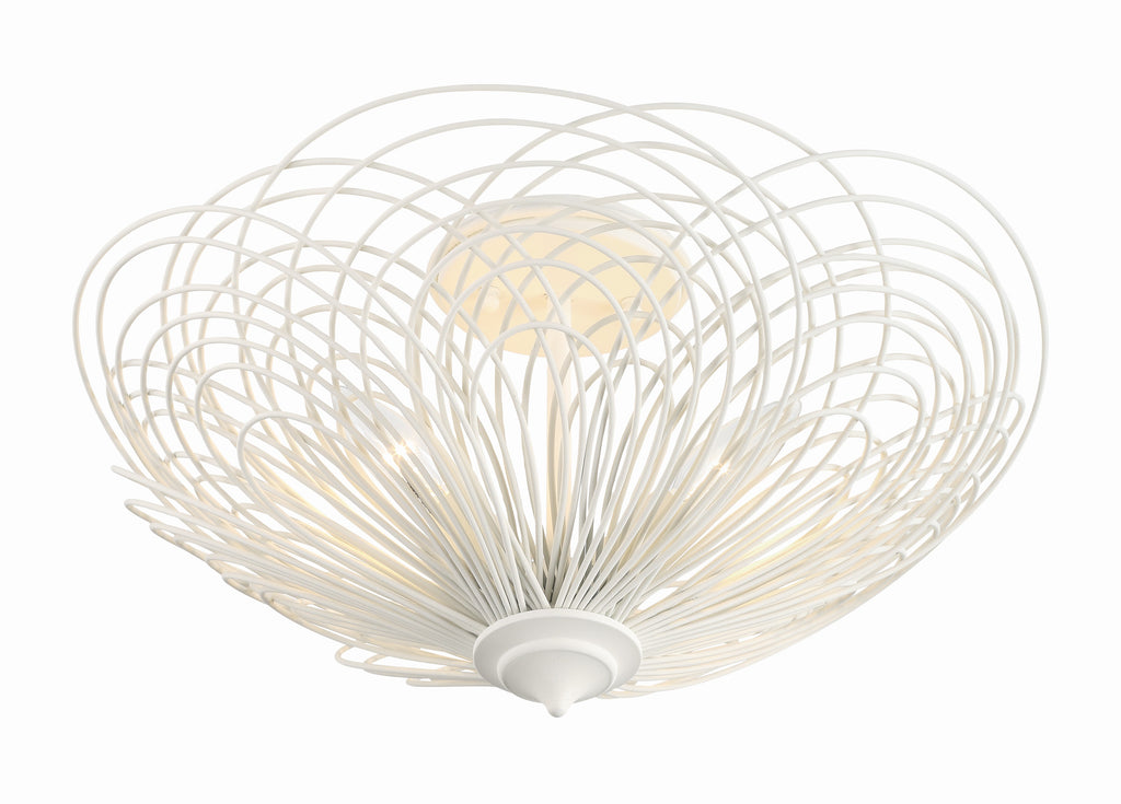 Doral 3 Light Matte White Semi Flush Mount Semi Flush Crystorama