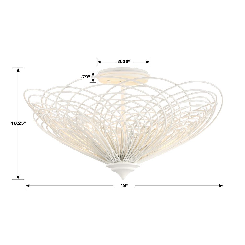 Doral 3 Light Matte White Semi Flush Mount Semi Flush Crystorama