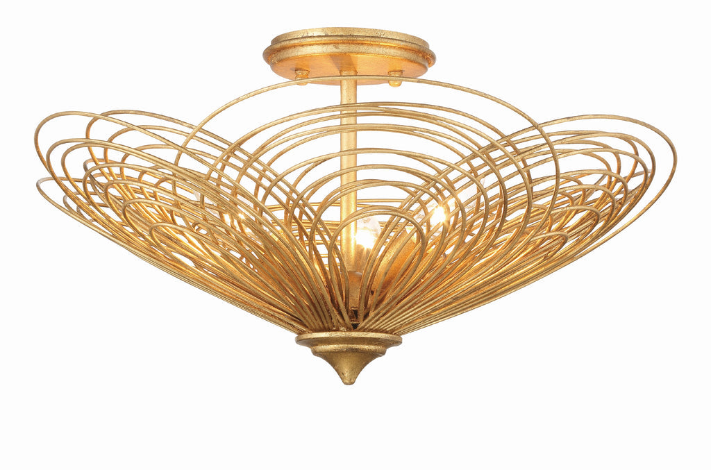 Doral 3 Light Renaissance Gold Semi Flush Mount Semi Flush Crystorama