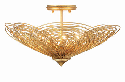 Doral 3 Light Renaissance Gold Semi Flush Mount Semi Flush Crystorama