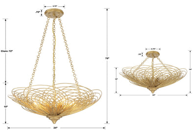 Doral 6 Light Renaissance Gold Semi Flush Mount Semi Flush Crystorama