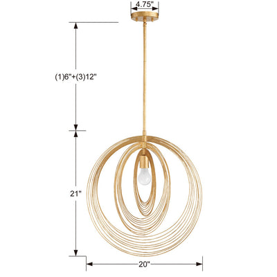 Doral 1 Light Renaissance Gold Pendant Pendant Crystorama