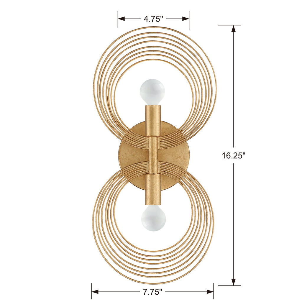 Doral 2 Light Renaissance Gold Sconce Wall Sconce Crystorama