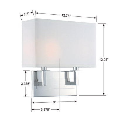 Durham 2 Light Polished Nickel Sconce Wall Sconce Crystorama